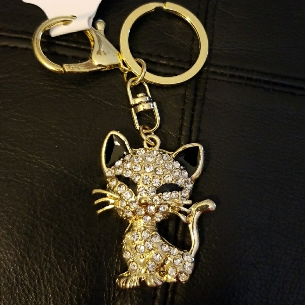 Pretty Cute Cat Crystal HandBag Keyring Car key